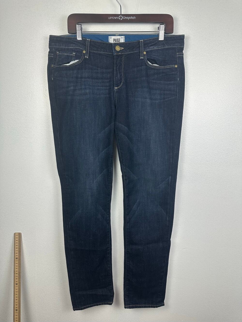 PAIGE Women's Jimmy Jimmy Skinny Jeans Dark Wash Blue Stretch Denim Pants 32